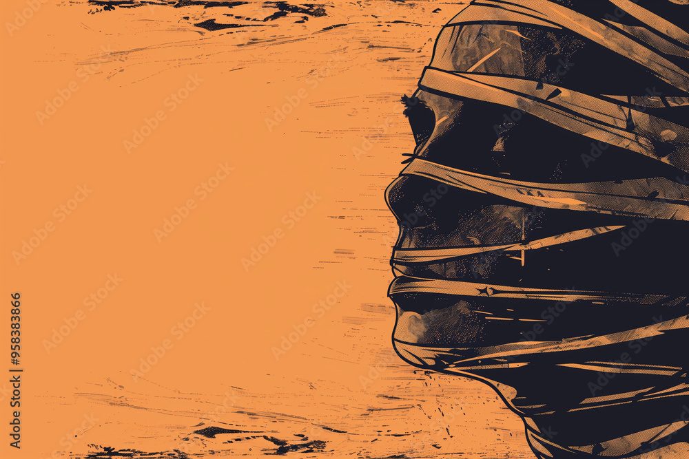 Φωτογραφία Mummy dark illustration of an undead Egyptian figure in eerie copy-space for spo