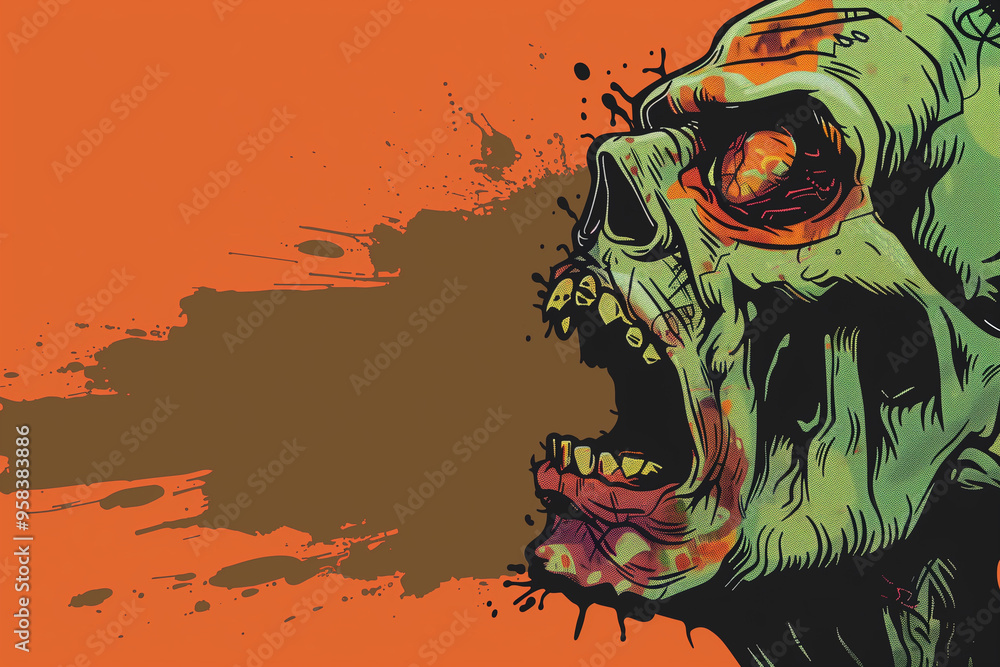 Φωτογραφία Zombie artistic illustration of an undead monster with colorful brush strokes in