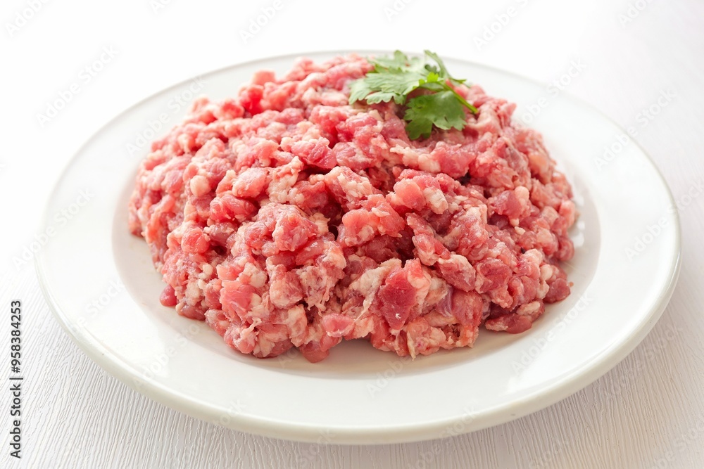 Fresh minced pork, fresh Ground pork on white background Fresh minced pork, fresh Ground pork on white background