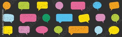 Crayon talk speech balloon frame doodle vector. Hand drawn crayon doodle speech cloud bubble set. Chalk texture sketch text talk cloud balloon frame background. Vector illustration.