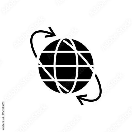 globe icon with arrow, worldwide shipping symbol. vector isolated on white background. simple and modern design