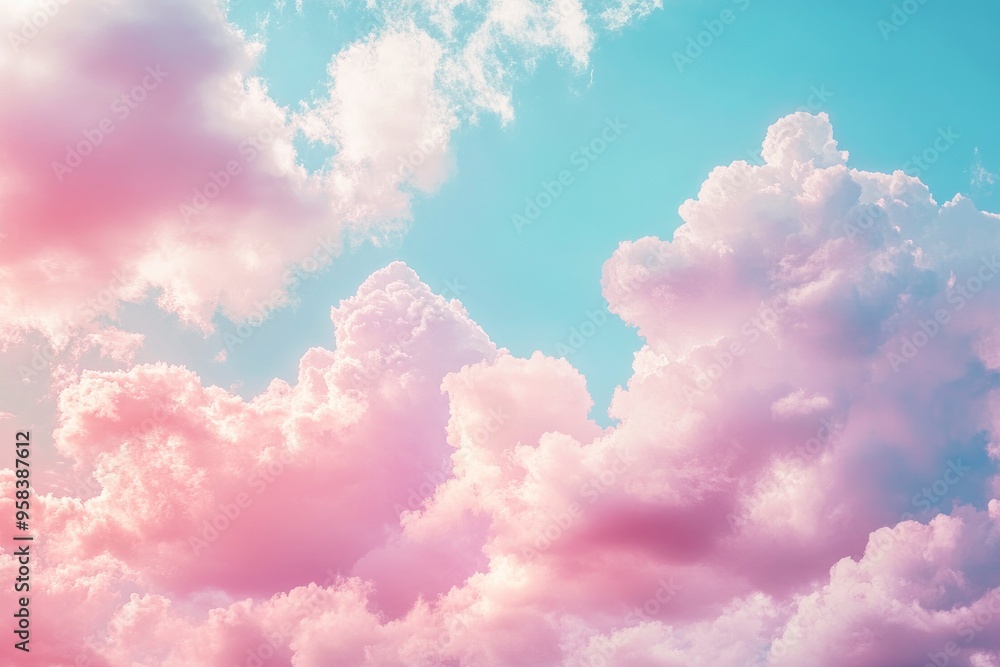 Fantasy sky with sugar cotton color pastel clouds in a dreamy background , ai Fantasy sky with sugar cotton color pastel clouds in a dreamy background , ai