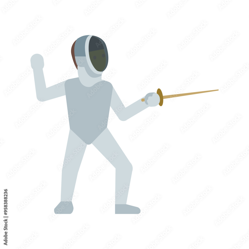 Fencing vector icon. Isolated sport of fencing, athlete with a Rapier-style sword, mask, and protective clothing sign design. Fencing vector icon. Isolated sport of fencing, athlete with a Rapier-style sword, mask, and protective clothing sign design.