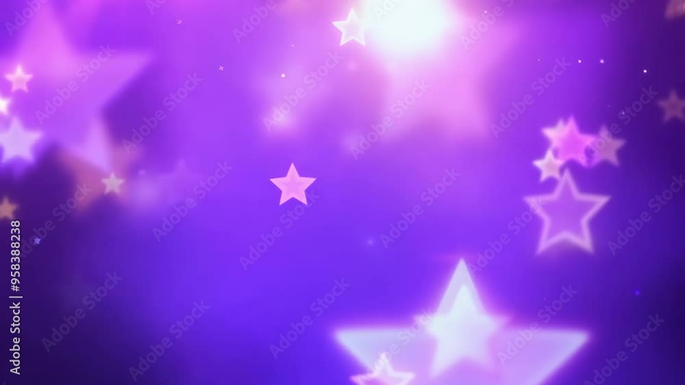 Purple and Blue Stars Twinkling with Soft Glow and Bokeh Purple and Blue Stars Twinkling with Soft Glow and Bokeh