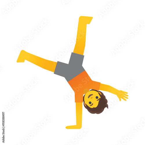 Person Cartwheeling vector icon. Isolated gymnast person doing a cartwheel,  gymnastics