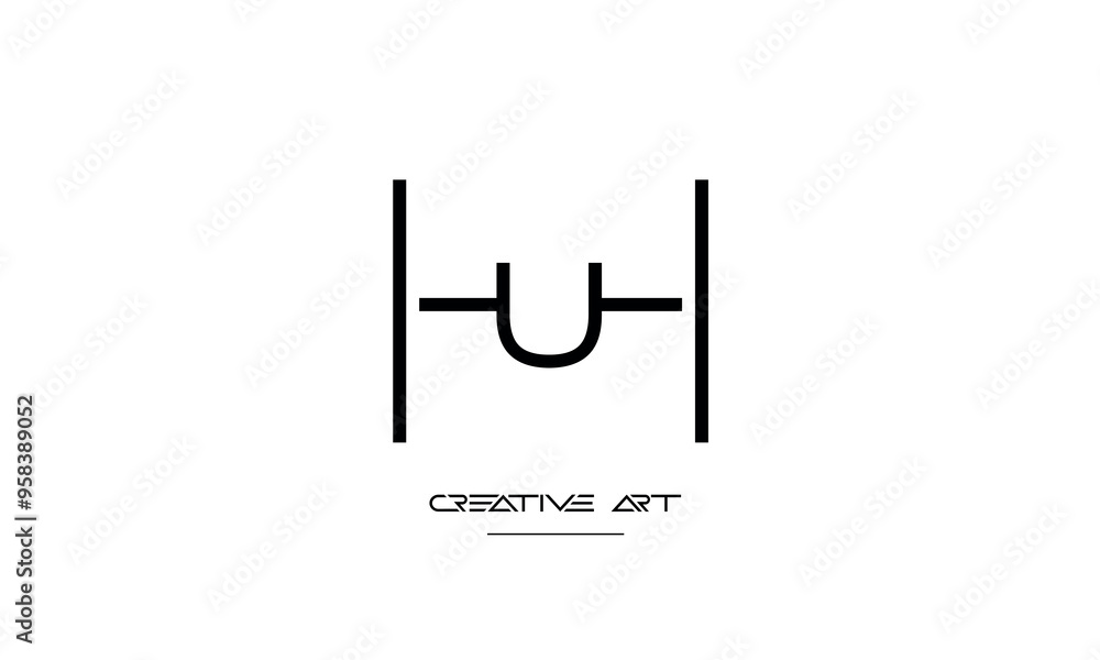 HU, UH, H, U abstract letters logo monogram HU, UH, H, U abstract letters logo monogram