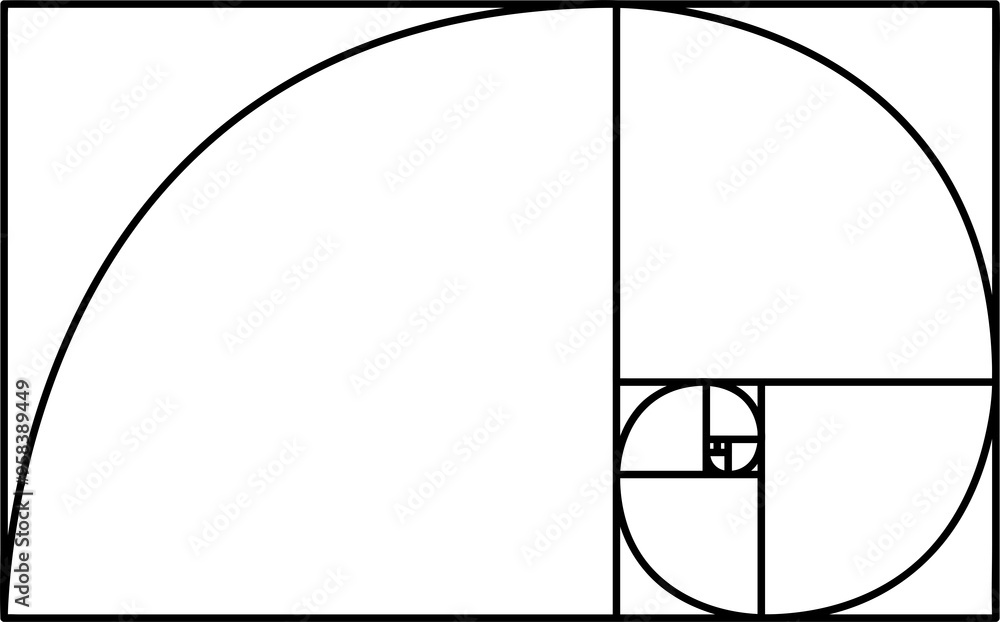 The golden ratio or the golden spiral symbol isolated on white background. Sacred geometry symbol concept. The golden ratio or the golden spiral symbol isolated on white background. Sacred geometry symbol concept.