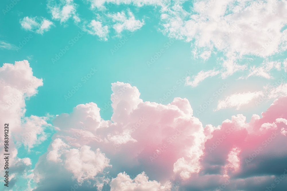 Fantasy sky with sugar cotton color pastel clouds in a dreamy background , ai Fantasy sky with sugar cotton color pastel clouds in a dreamy background , ai