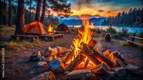 Bonfire at a Campsite