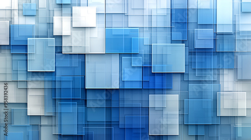 Abstract blue squares layered in various shades creating a visually striking composition