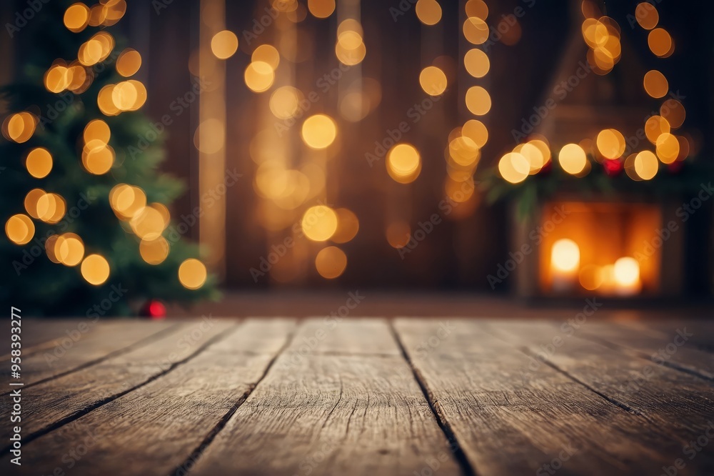 Empty, defocused Christmas room background with copy space Empty, defocused Christmas room background with copy space