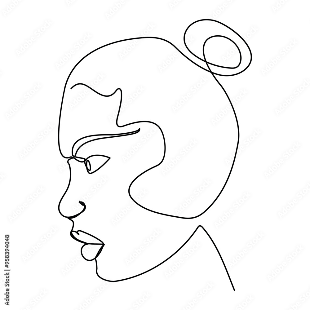 Woman profile female beauty concept. Line drawing vector illustration, Woman face line art drawing abstract line drawing beauty girl feminine face illustration