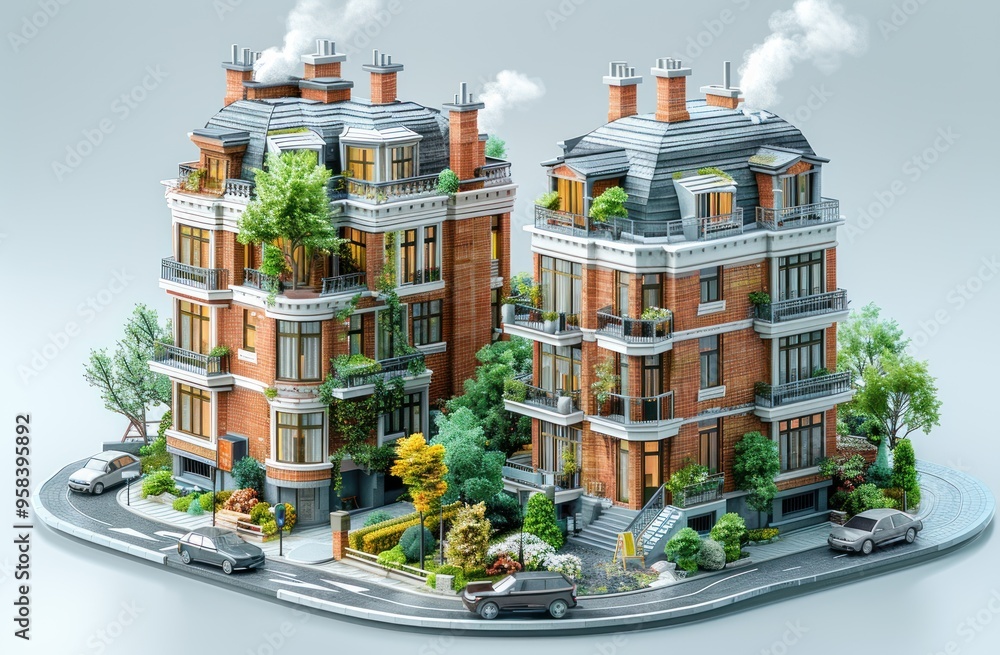 3d diorama model of two apartment buildings 3d diorama model of two apartment buildings