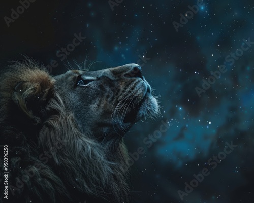 Leo the Lion: A Dreamy Night Fantasy in African Sky Full of Stars