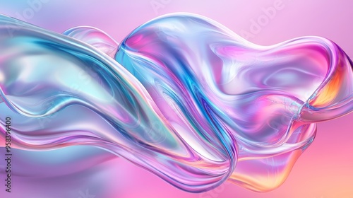 Wallpaper Mural Digital abstract art with fluid, wave-like patterns in bright, neon colors, creating a futuristic and energetic vibe. Torontodigital.ca