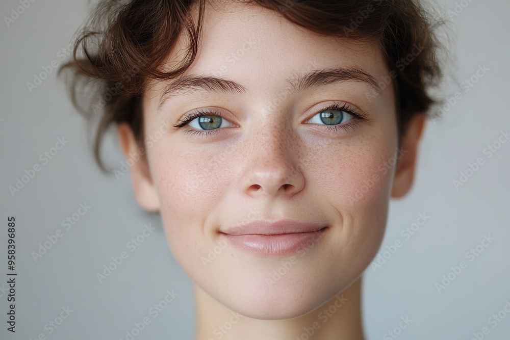 Close up of joyful girl with a candid smile Close up of joyful girl with a candid smile