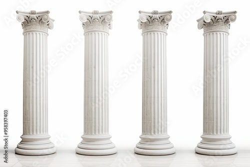 Supreme Court's marble columns, isolated on white background 