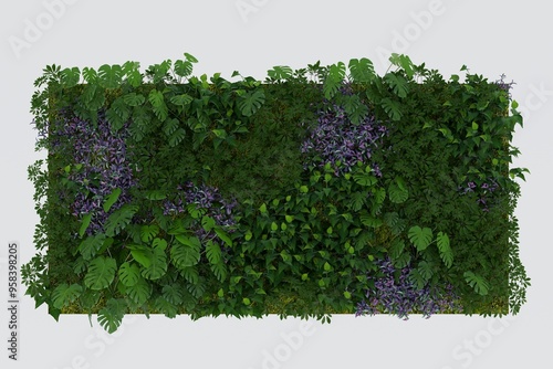 Living fence, phytowall. Isolated on a white background. 3D rendering in high resolution photo