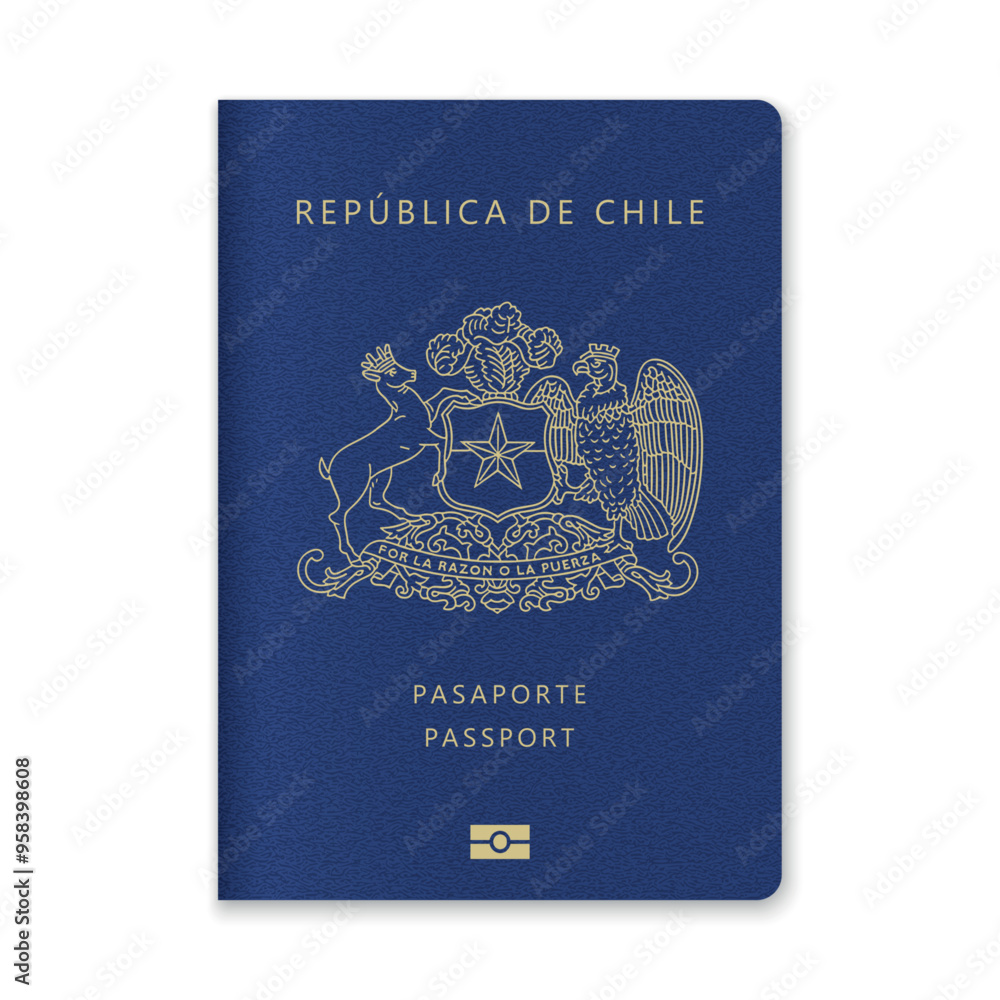 Naklejka premium Chile Passport Cover with Gold Emblem and Text