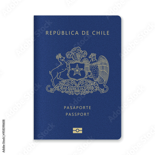 Chile Passport Cover with Gold Emblem and Text
