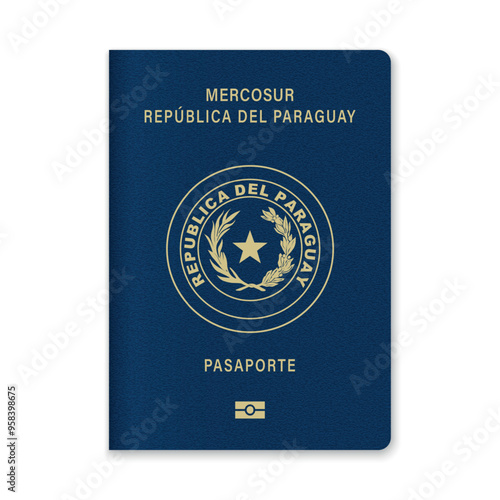 Paraguay Passport Cover with Gold Emblem and Text