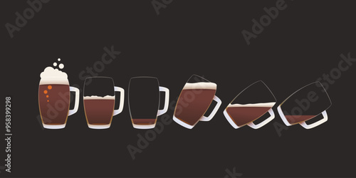 a dark beer mug in fullness set