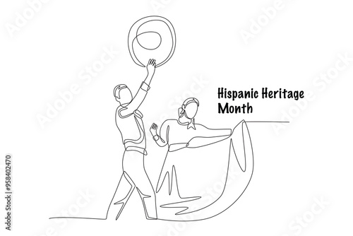 Hispanic heritage month concept one-line drawing