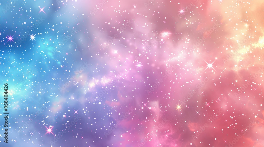 Pink and Blue Cosmic Nebula with Sparkling Stars Pink and Blue Cosmic Nebula with Sparkling Stars