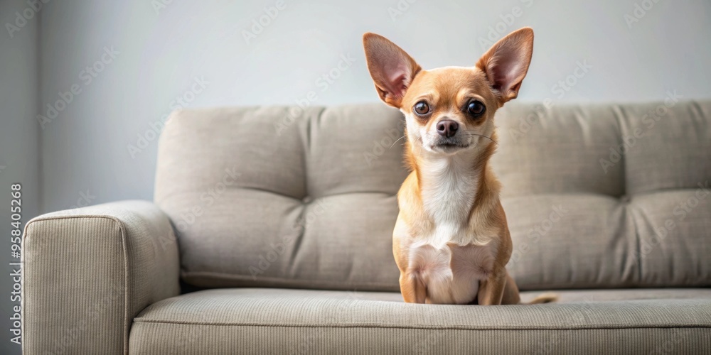 Chihuahua dog sitting on a sofa, Chihuahua, dog, sofa, pet, small, adorable, cute, furry, domestic, canine, home, relaxation Chihuahua dog sitting on a sofa, Chihuahua, dog, sofa, pet, small, adorable, cute, furry, domestic, canine, home, relaxation