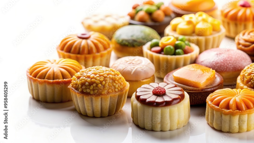 Cute Chinese Hong Kong Sweets & Pastries on white background, , cute, Chinese, Hong Kong, sweets, pastries, dessert Cute Chinese Hong Kong Sweets & Pastries on white background, , cute, Chinese, Hong Kong, sweets, pastries, dessert