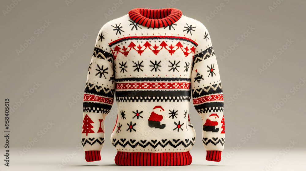 Warm Christmas ugly sweater on white background
Warm Christmas ugly sweater on white background