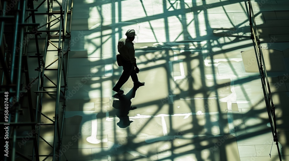 A workman on a construction worksite A workman on a construction worksite
