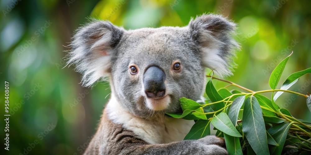 Koala bear enjoying a meal of eucalyptus leaves , Wildlife, Australia, Fluffy, Tree, Cute, Eating, Bushfires, Conservation Koala bear enjoying a meal of eucalyptus leaves , Wildlife, Australia, Fluffy, Tree, Cute, Eating, Bushfires, Conservation