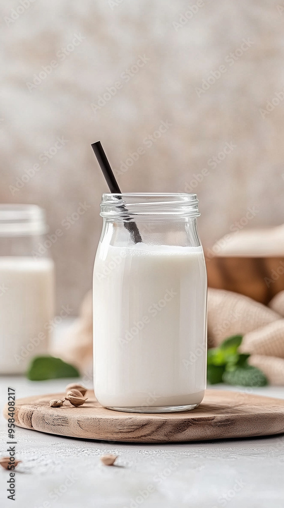 Rustic Glass Bottle of Milk