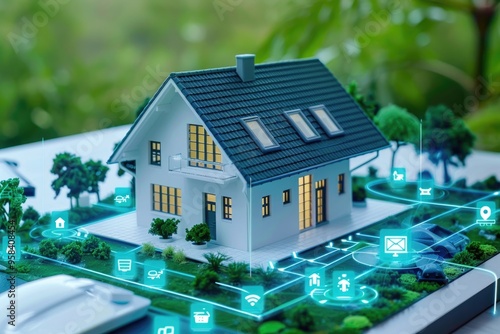 Smart Home Concept with Connected Devices and Modern Technology in a Miniature Model House