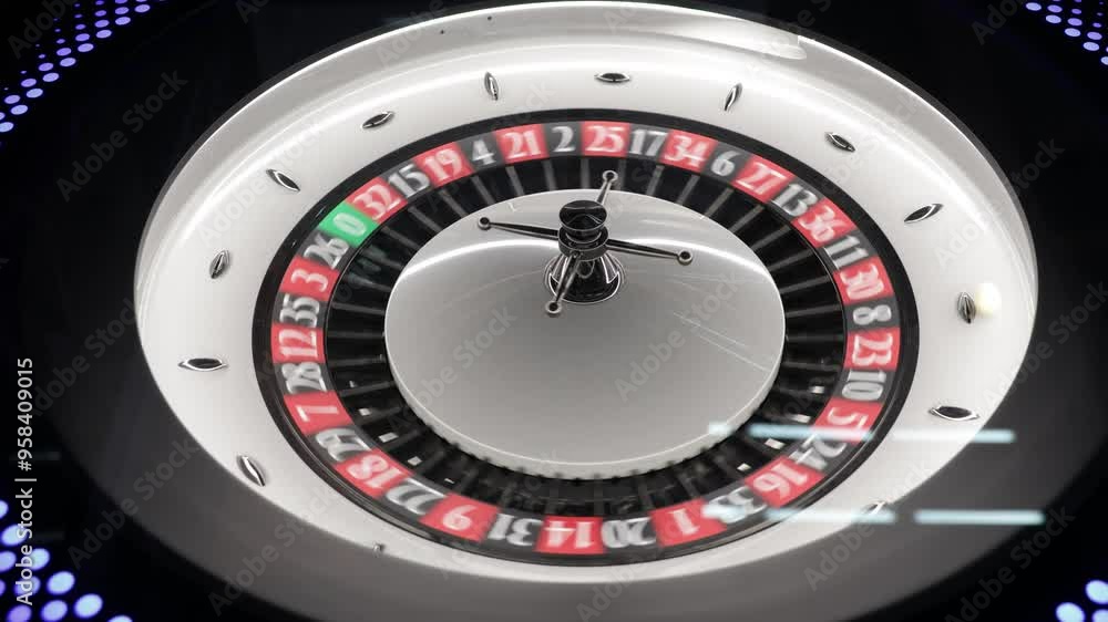 Electronic roulette wheel close-up in a casino. A rotating electronic roulette wheel with a spinning ball. Casino, gambling, betting, winning and nightlife concept. Electronic roulette wheel close-up in a casino. A rotating electronic roulette wheel with a spinning ball. Casino, gambling, betting, winning and nightlife concept.