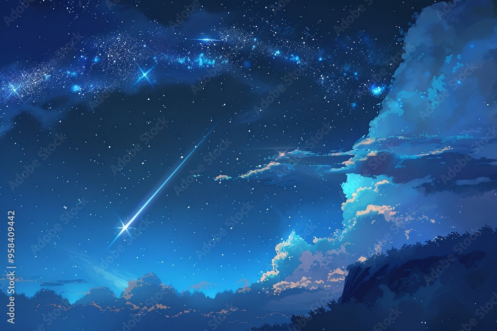 ai generative japanese cartoon art shooting star ai generative japanese cartoon art shooting star
