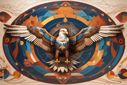 an eagle flying background cartographic elements