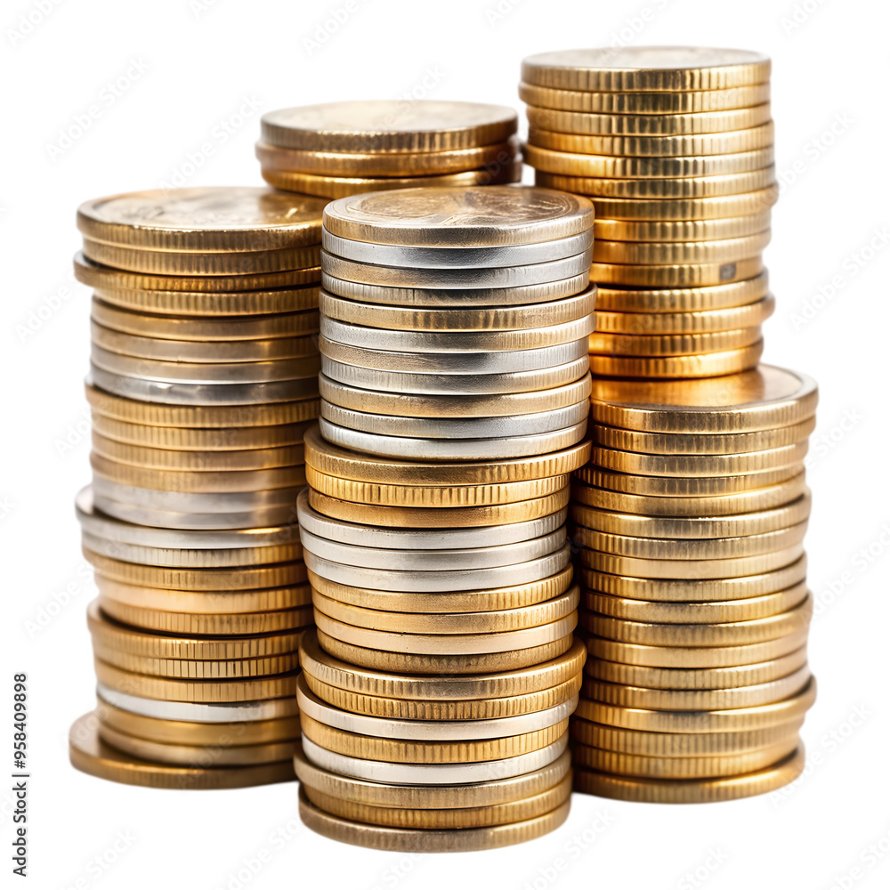 coins in stack isolated on transparent background coins in stack isolated on transparent background