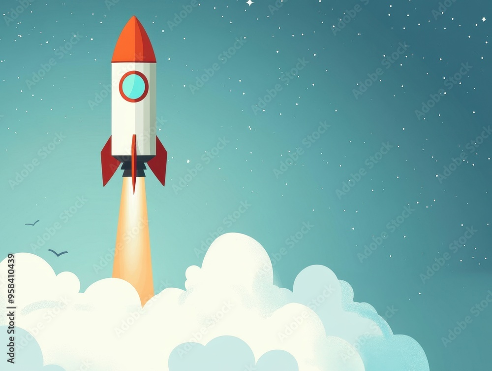 A vibrant illustration of a rocket launching into the starry sky, symbolizing adventure and exploration. A vibrant illustration of a rocket launching into the starry sky, symbolizing adventure and exploration.