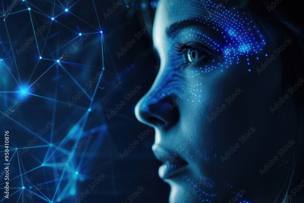 Futuristic computer face scan technology portrait science. Futuristic computer face scan technology portrait science.