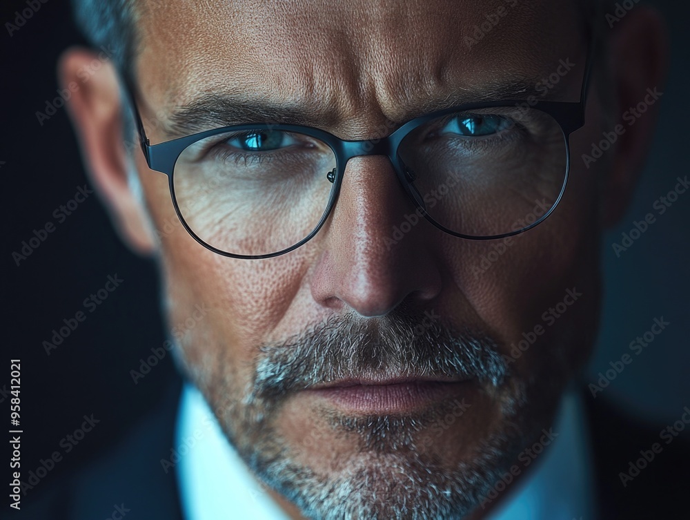 Grizzled Bearded Man with Glasses and Business Attire Grizzled Bearded Man with Glasses and Business Attire