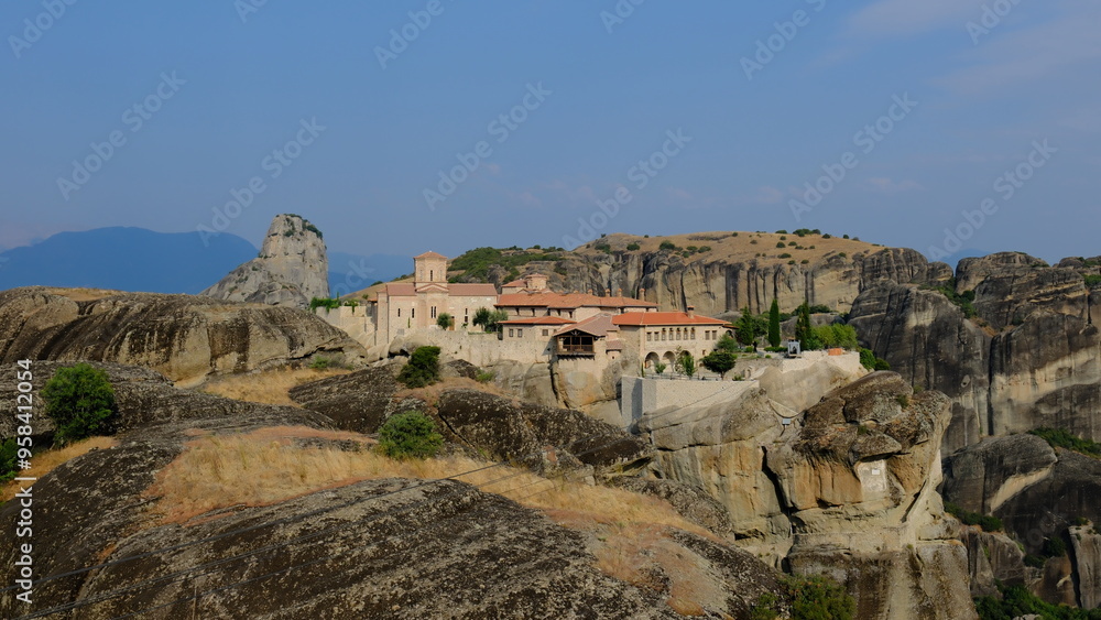 The Meteora Monastery Holy Trinity or Agia Triada view, Trikala, Thessaly, Greece The Meteora Monastery Holy Trinity or Agia Triada view, Trikala, Thessaly, Greece