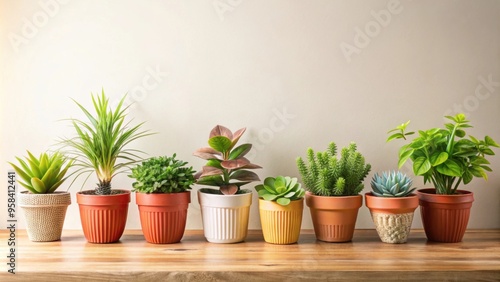 Wallpaper Mural Cute indoor house pot plants isolated on a background, houseplants,cute, isolated, indoor, home decor, green Torontodigital.ca