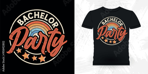 Funny Retro Vintage Bachelor Party T-shirt Design