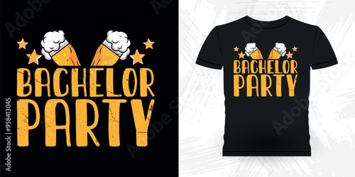 Beer Lover Funny Retro Vintage Bachelor Party T-shirt Design