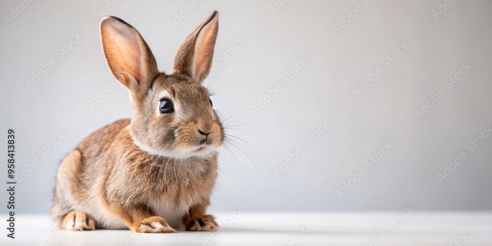 Obraz premium Rabbit on background, rabbit, cute, fluffy, isolated, clear, fur, animal, pet, Easter bunny, small, white, mammal,adorable