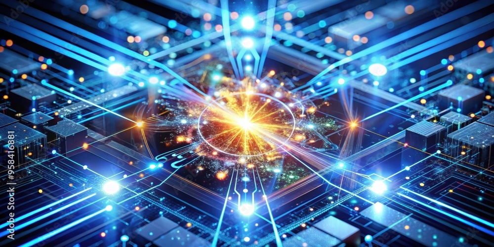 Obraz premium Cutting-edge quantum computing technology in action, quantum computing