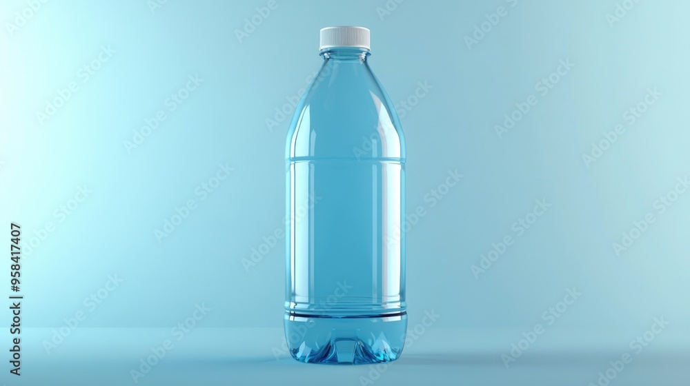 3D rendering of a plastic bottle with a cap closure