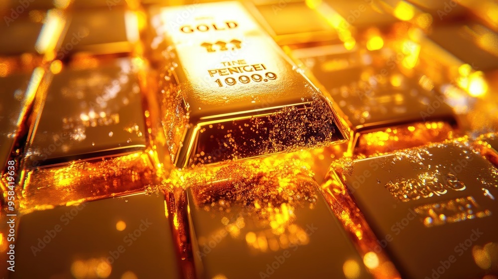 Stunning close-up of gold bars showcasing their shine, perfect for illustrating wealth, luxury, and investment concepts. Stunning close-up of gold bars showcasing their shine, perfect for illustrating wealth, luxury, and investment concepts.